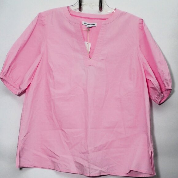 NWT Tommy Bahama Oceana Isle Puff-Sleeve Split-Neck Top - Picture 4 of 4